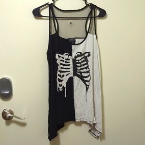 Midnight Hour Mesh shouldered split color ribcage tank top size 2X
